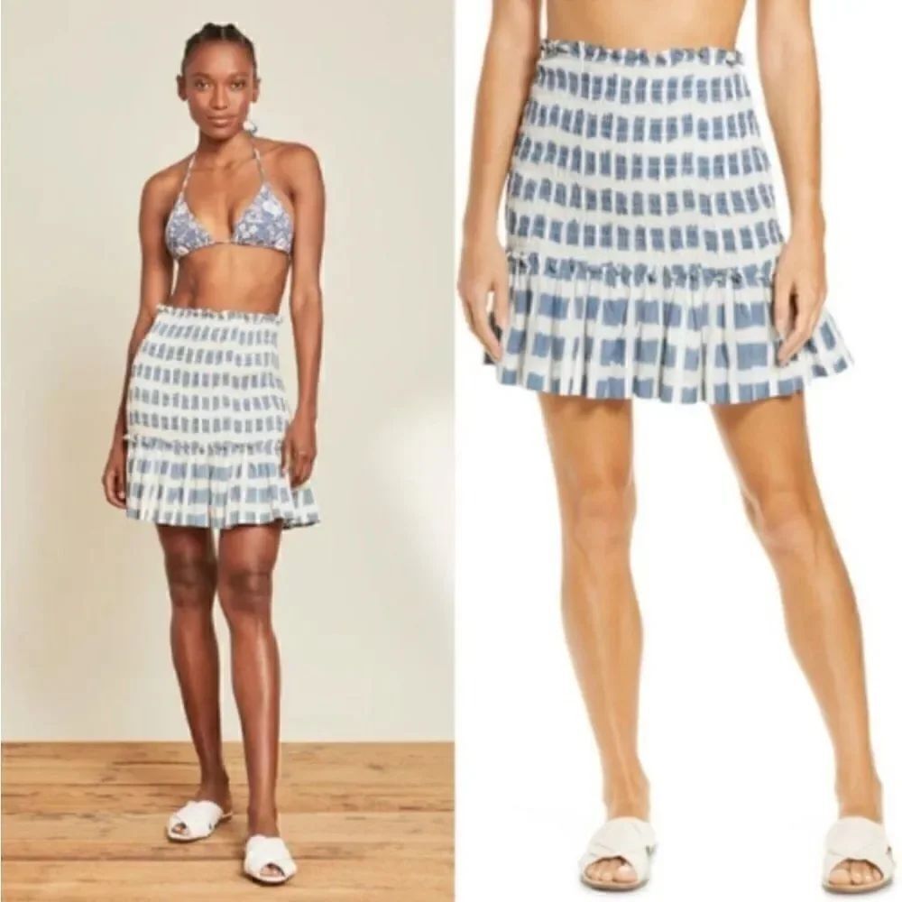 Veronica Beard Aloya Smocked Skirt Large NWT